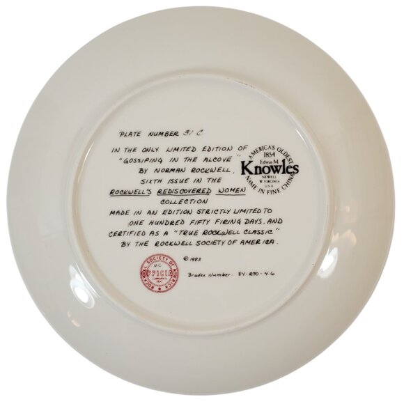 Vintage Norman Rockwell Collector Plate "Gossiping in the Alcove" 1983 - Picture 2 of 6